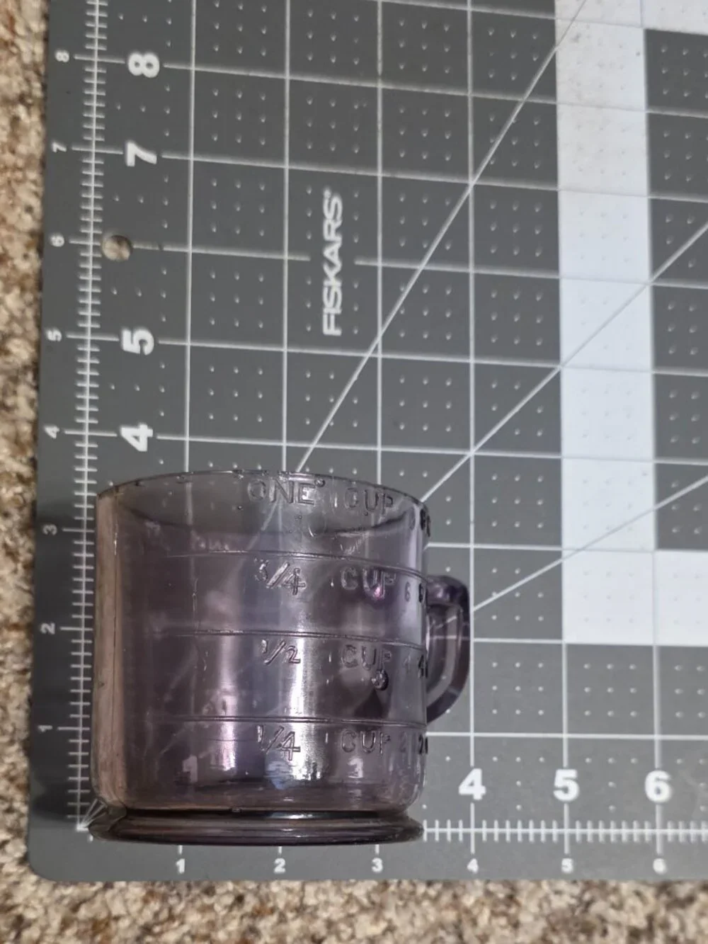 VINTAGE RARE purple GLASS 1-CUP MEASURING CUP Embossed